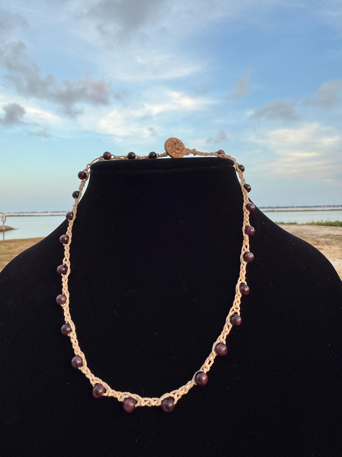 20” natural garnet stone necklace