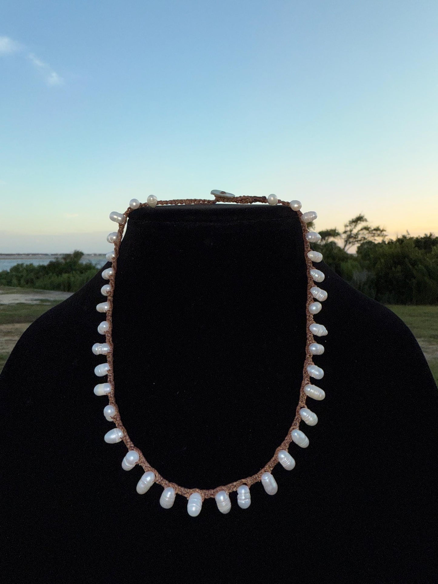 16β string of oblong pearls handmade necklace