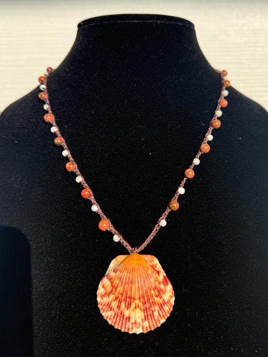 22” scallop shell handmade necklace