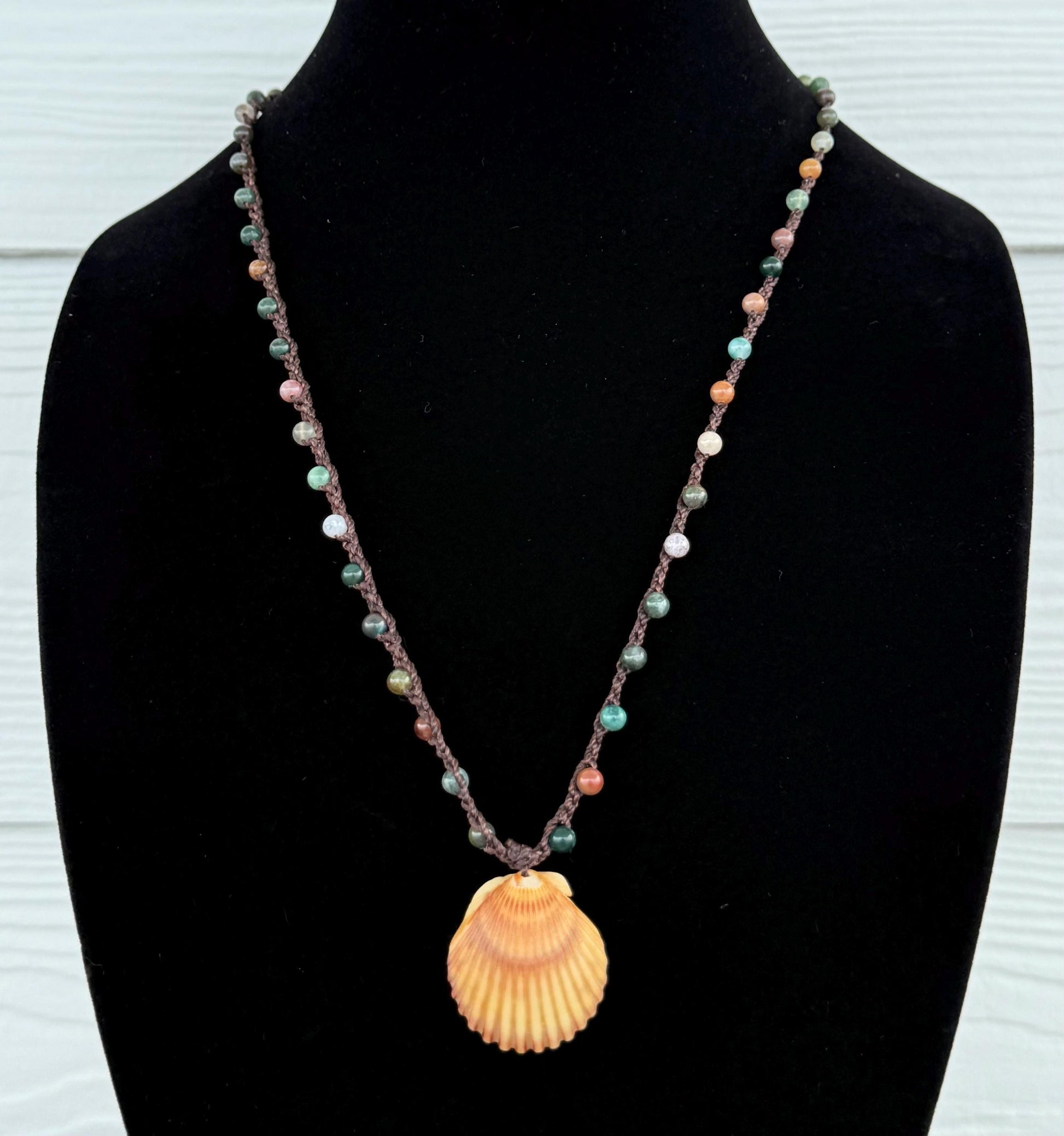 22” scallop shell handmade necklace