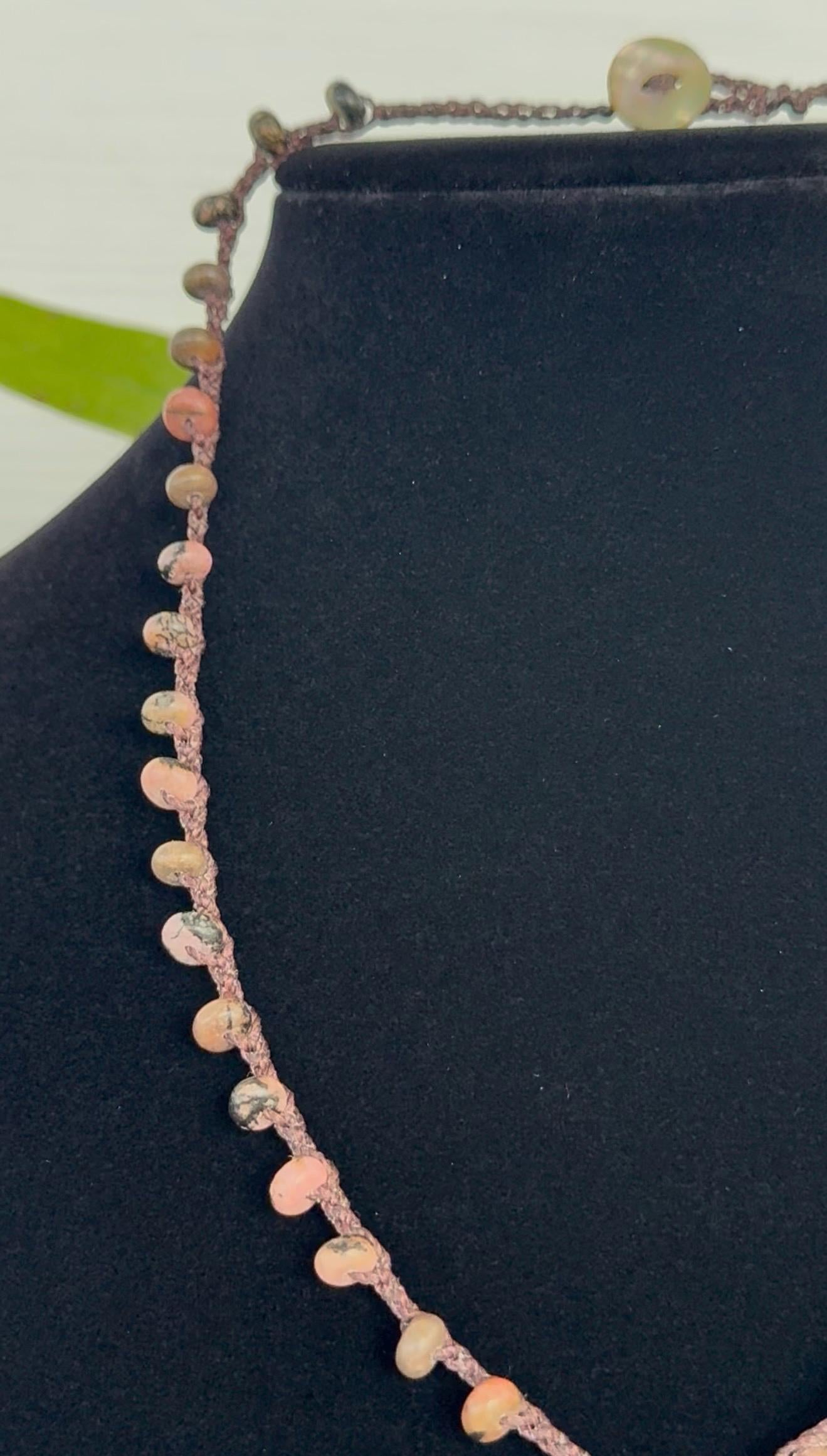 18” jasper handmade necklace/ Atlantic calico scallop shell