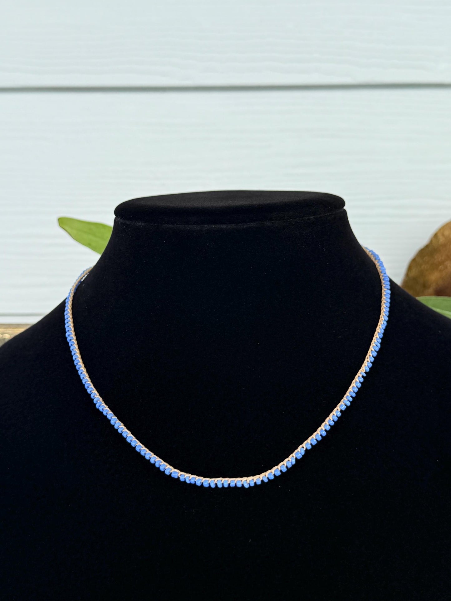 18” petite periwinkle crochet necklace