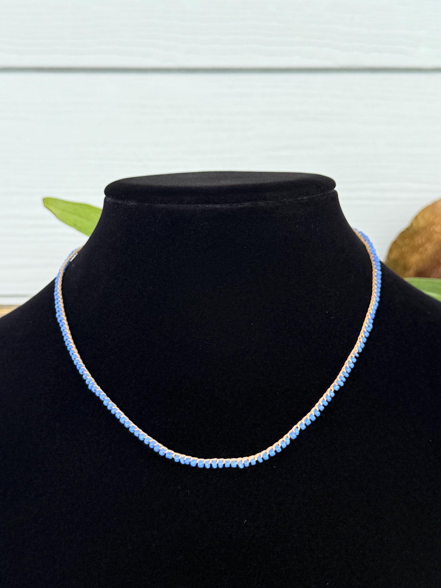 18” petite periwinkle crochet necklace