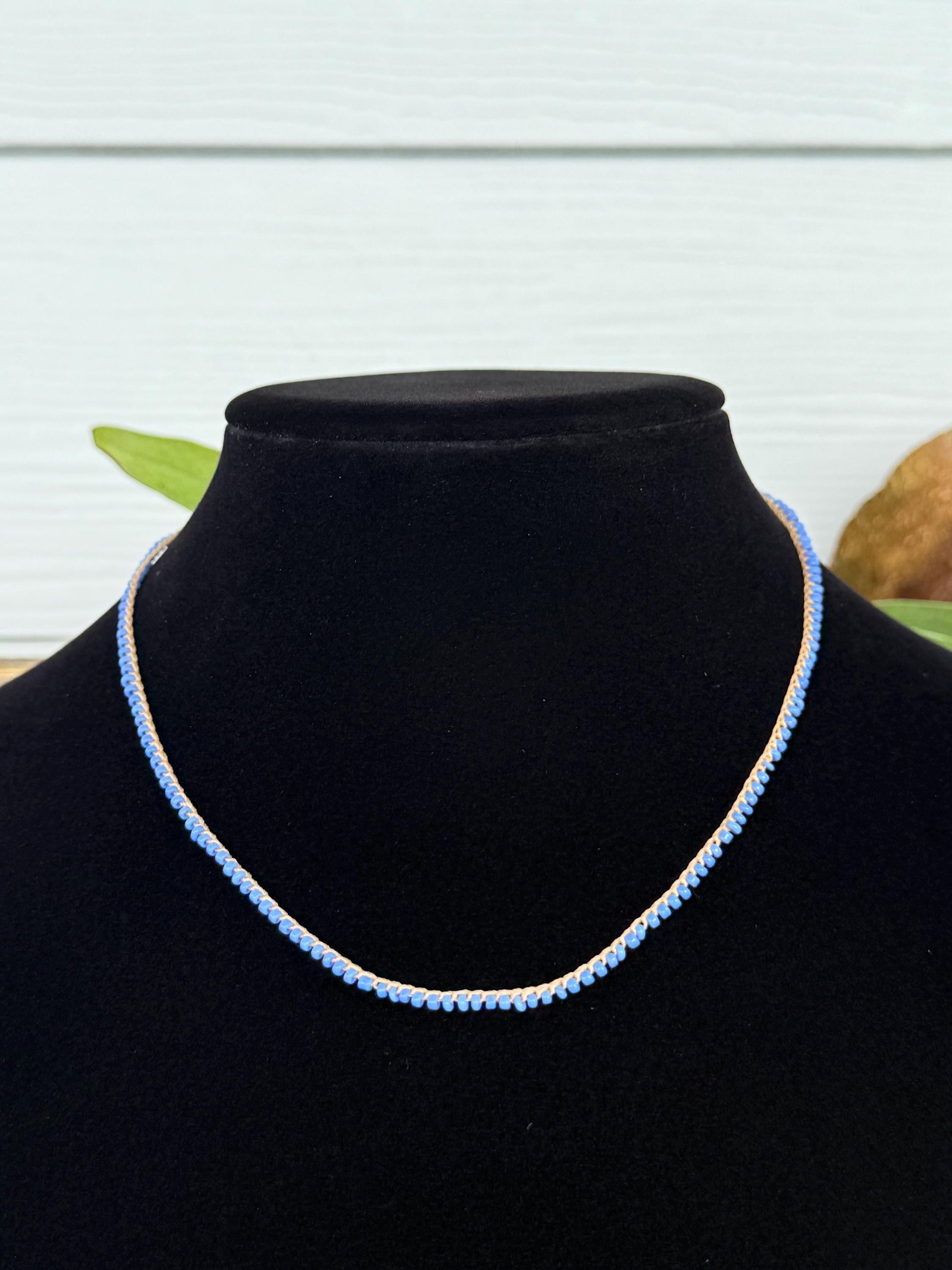 18” petite periwinkle crochet necklace