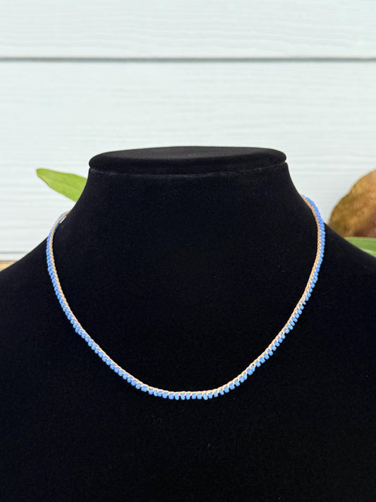 18” petite periwinkle crochet necklace