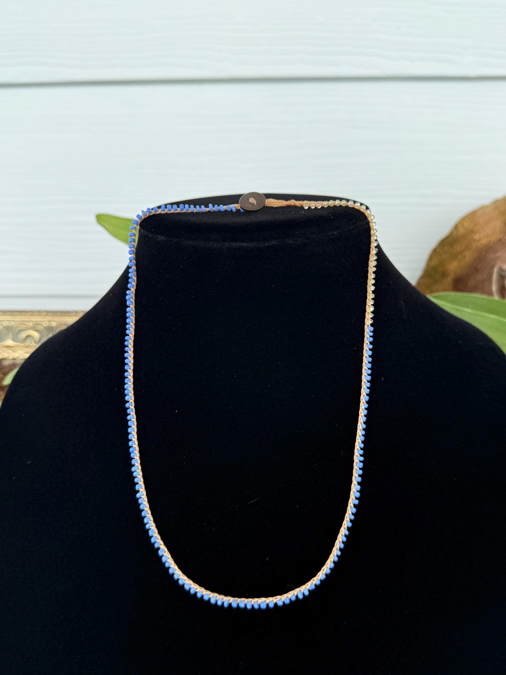 18” petite periwinkle crochet necklace