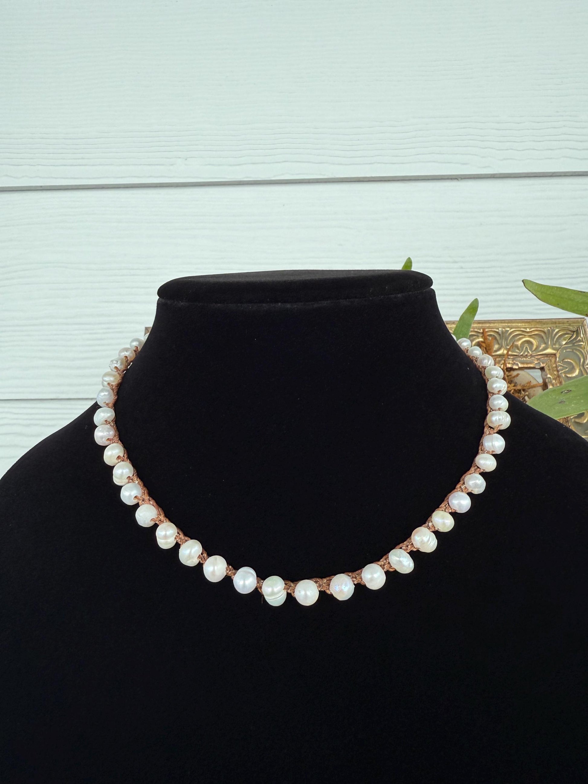 15” string of pearls handmade necklace