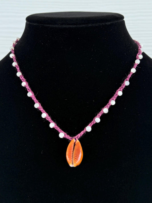 18” mother of pearl handmade necklace/ cowrie shell