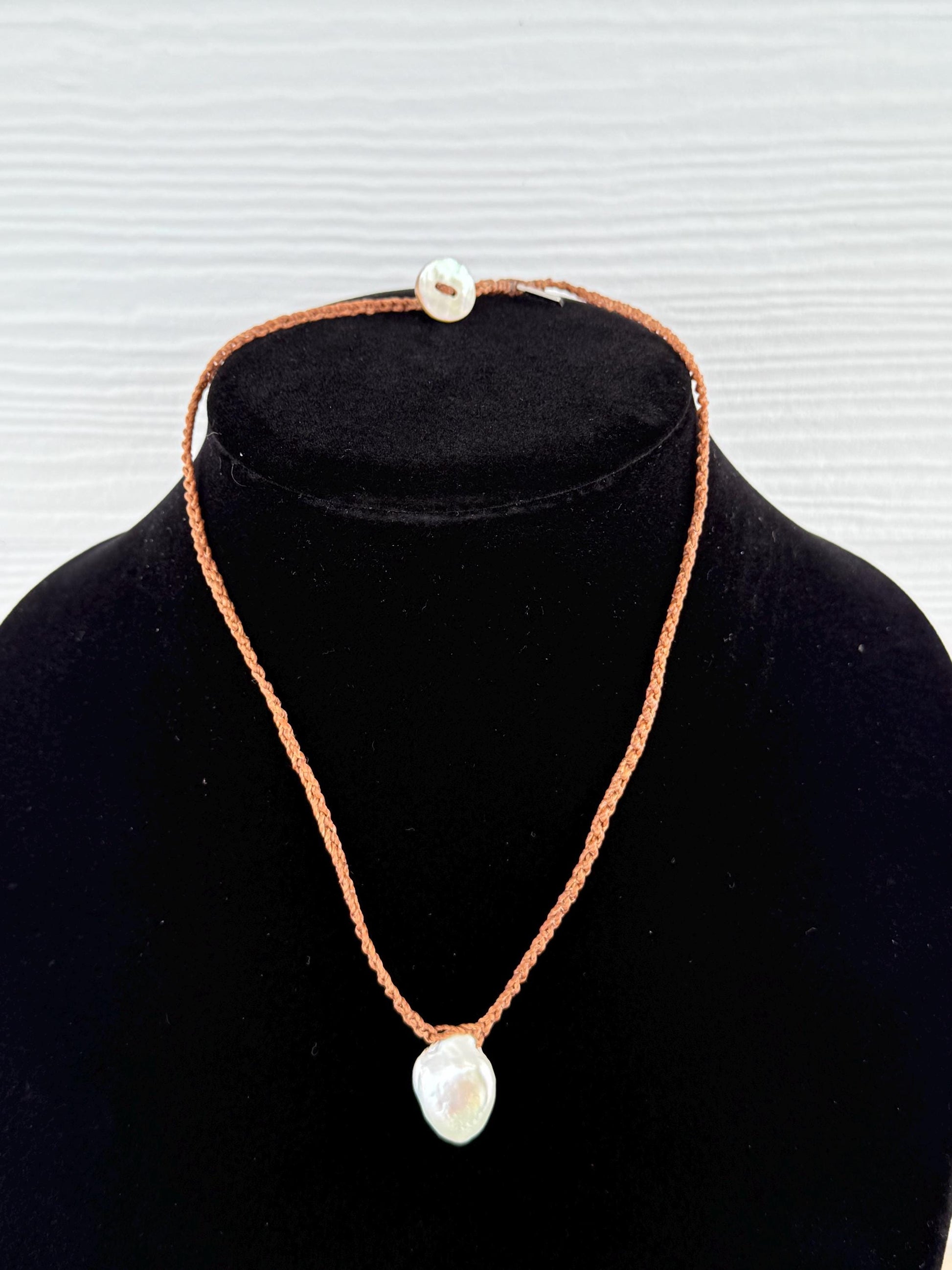 18” oblong natural pearl necklace