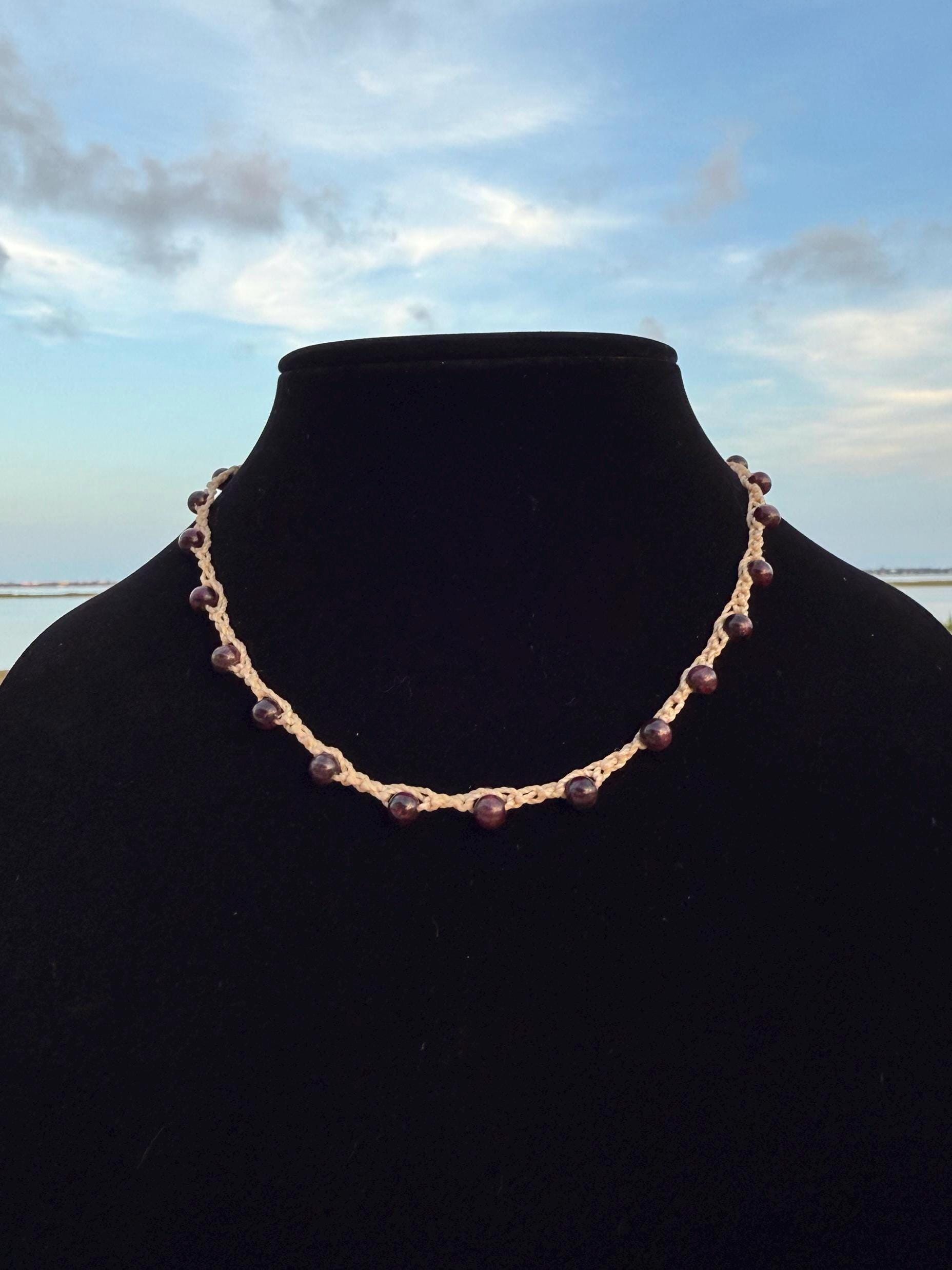 20” natural garnet stone necklace