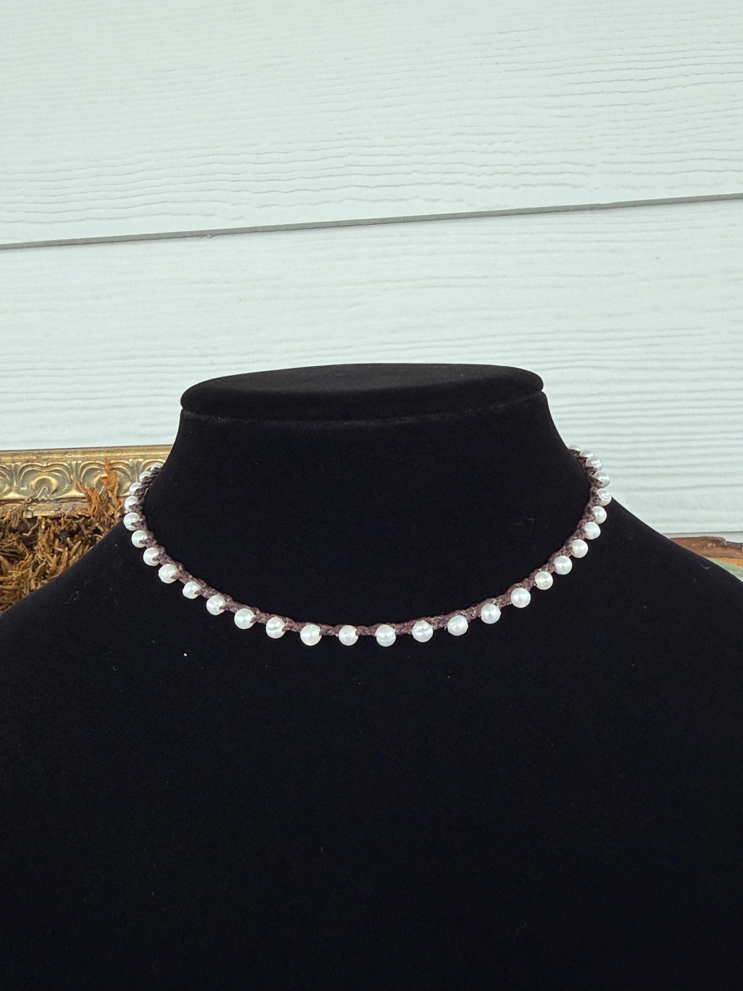 14” string of pearls handmade necklace