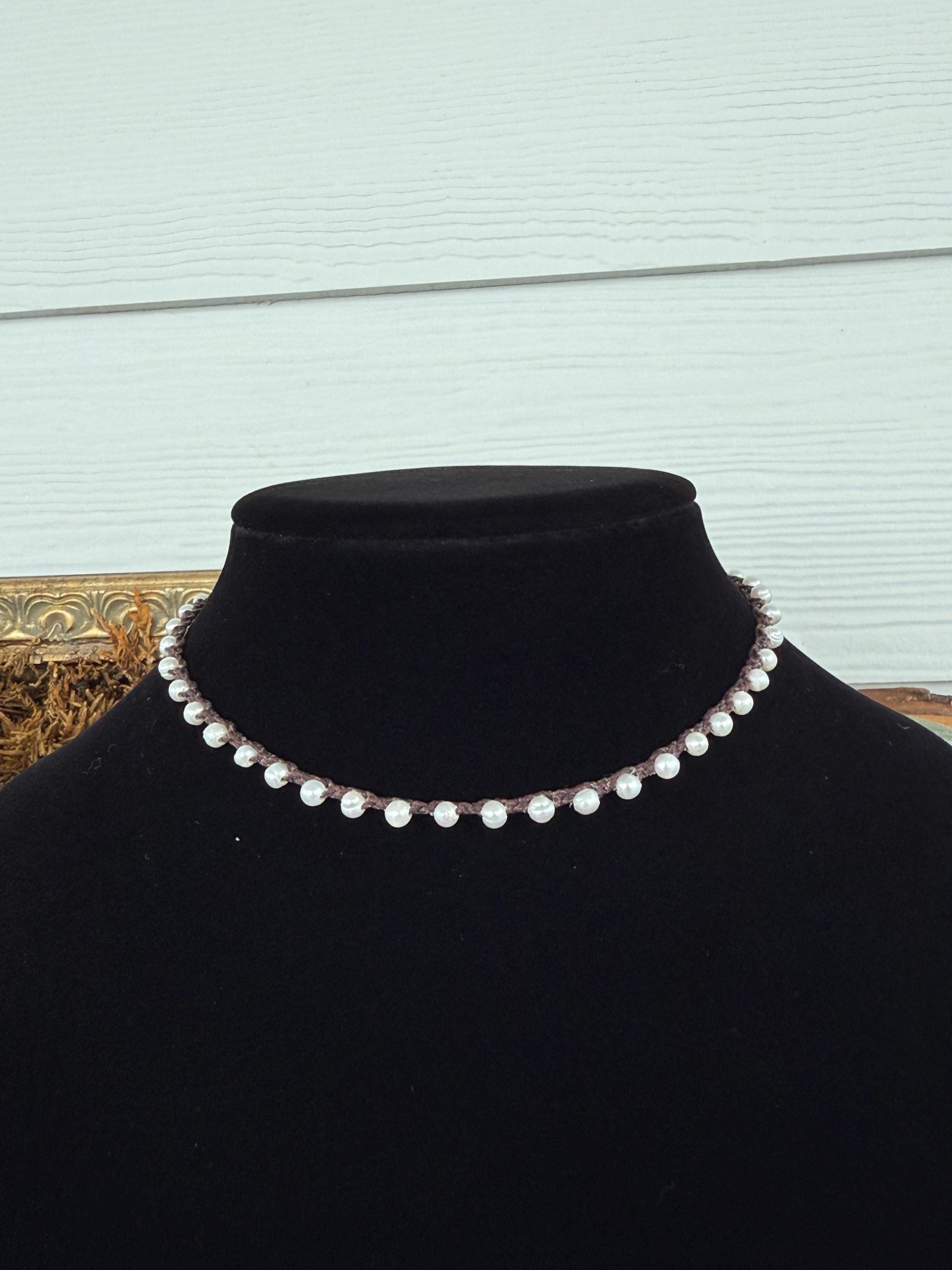 14” string of pearls handmade necklace