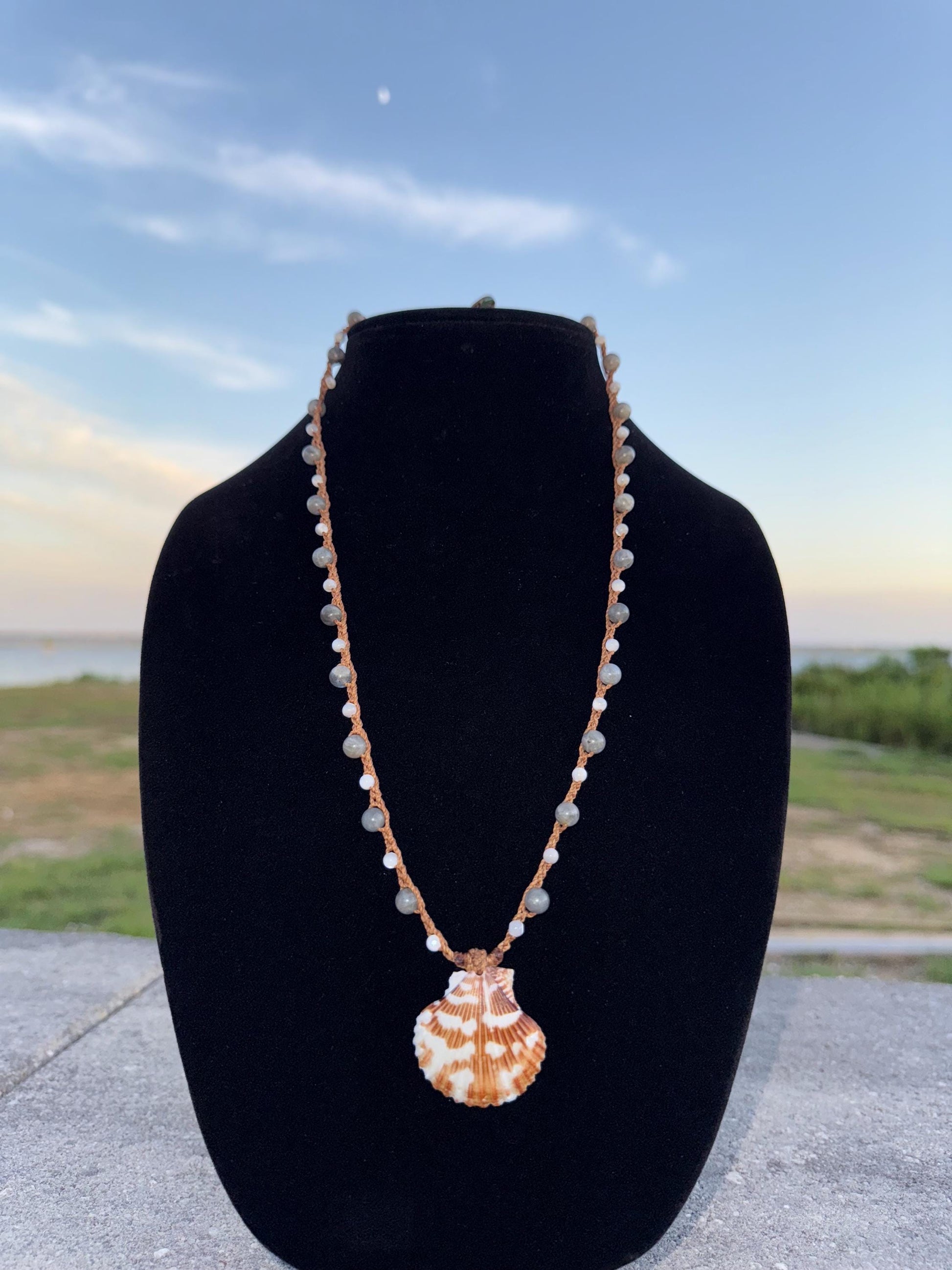 22” scallop shell handmade necklace