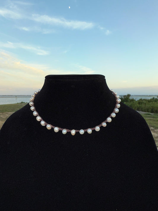 16” string of pearls handmade necklace