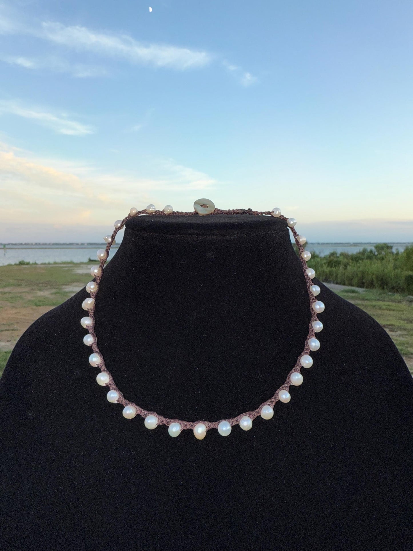 16” string of pearls handmade necklace