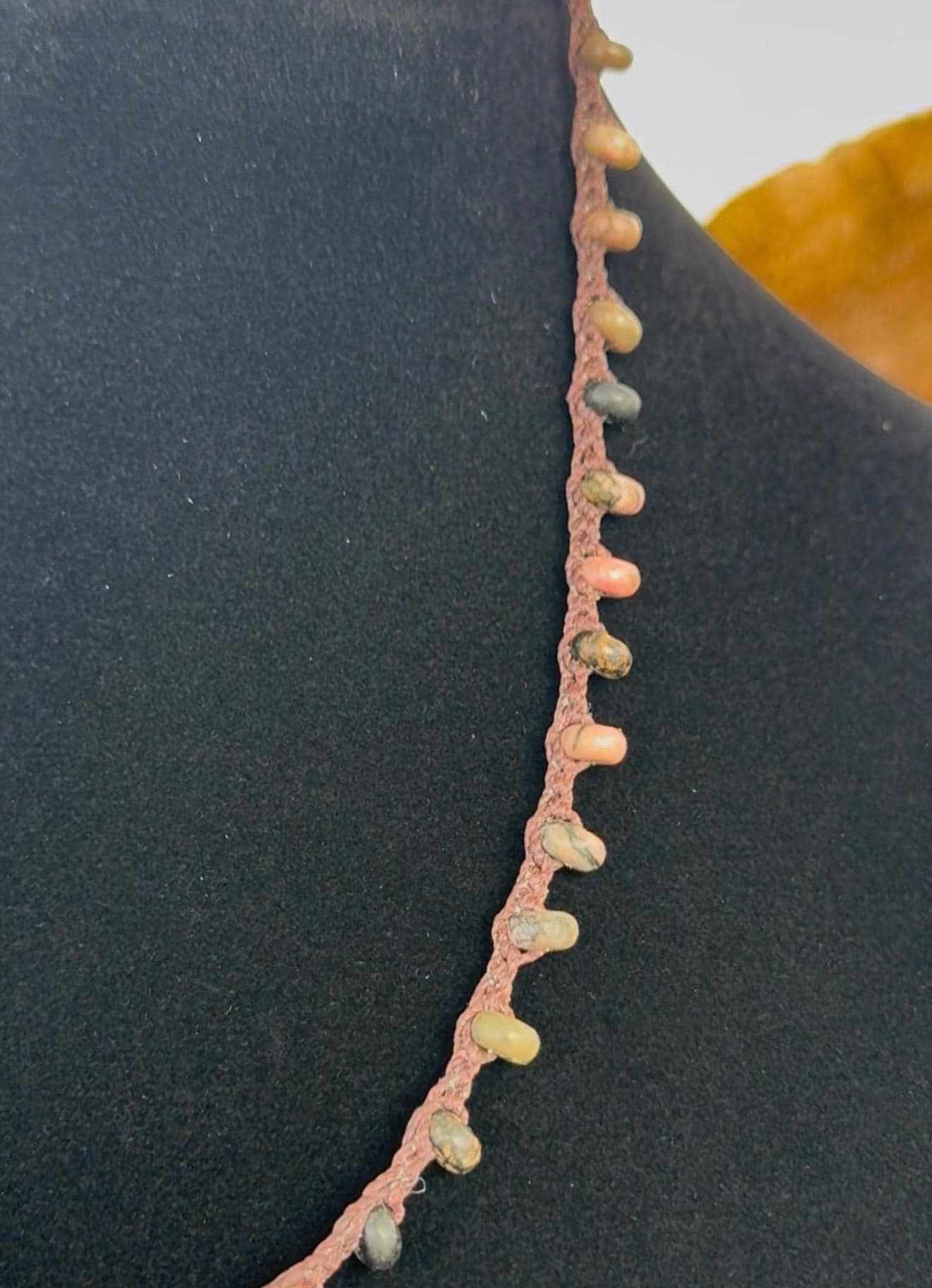 18” jasper handmade necklace/ Atlantic calico scallop shell