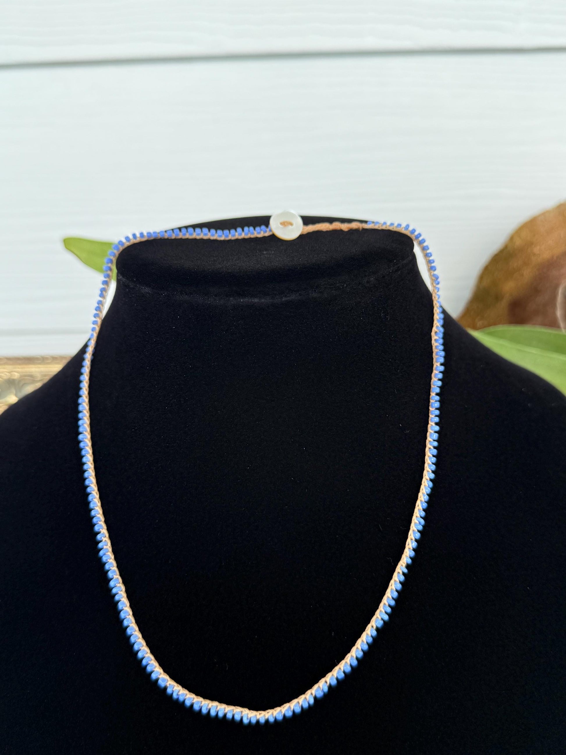 18” petite periwinkle crochet necklace