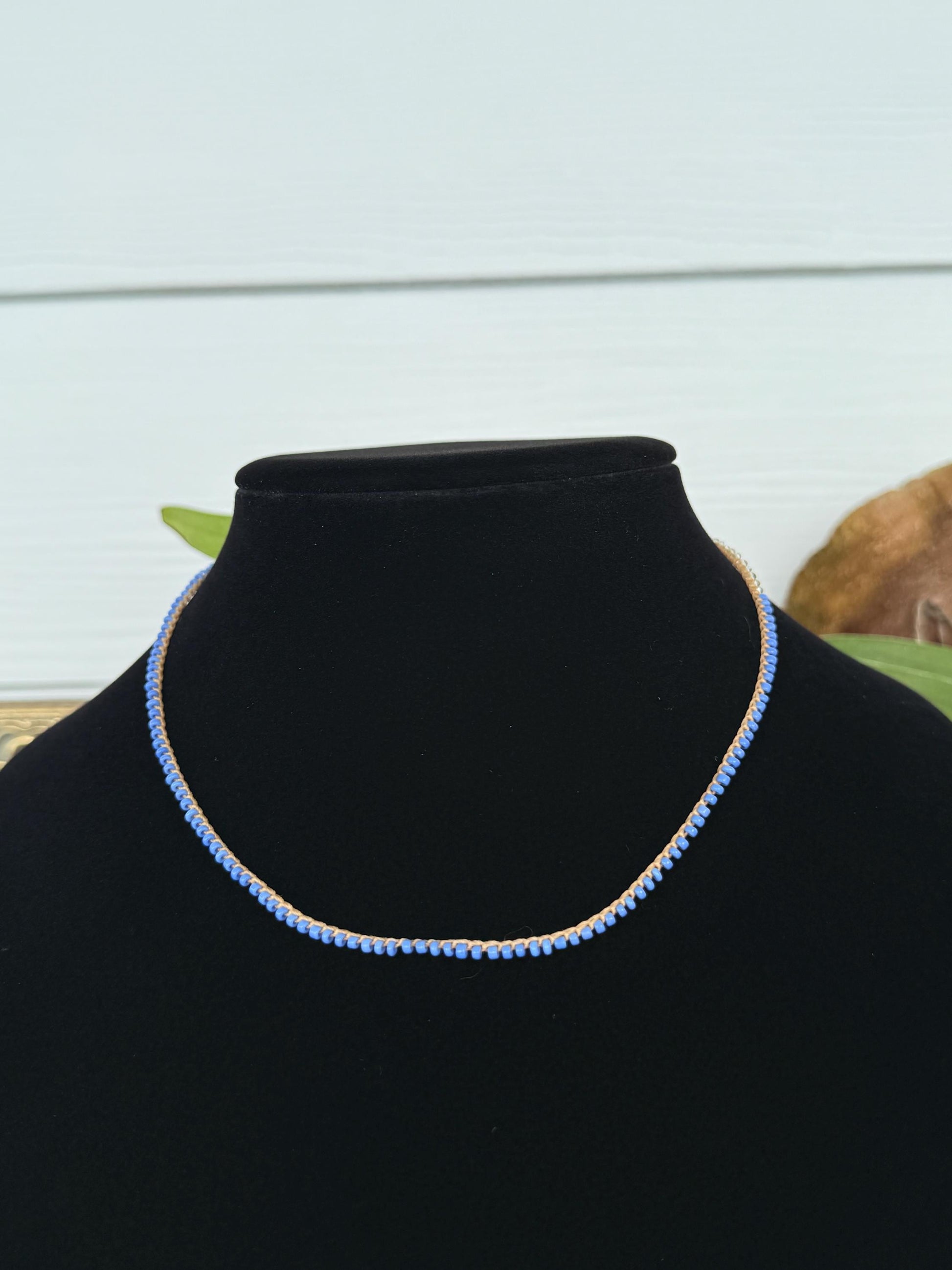 18” petite periwinkle crochet necklace