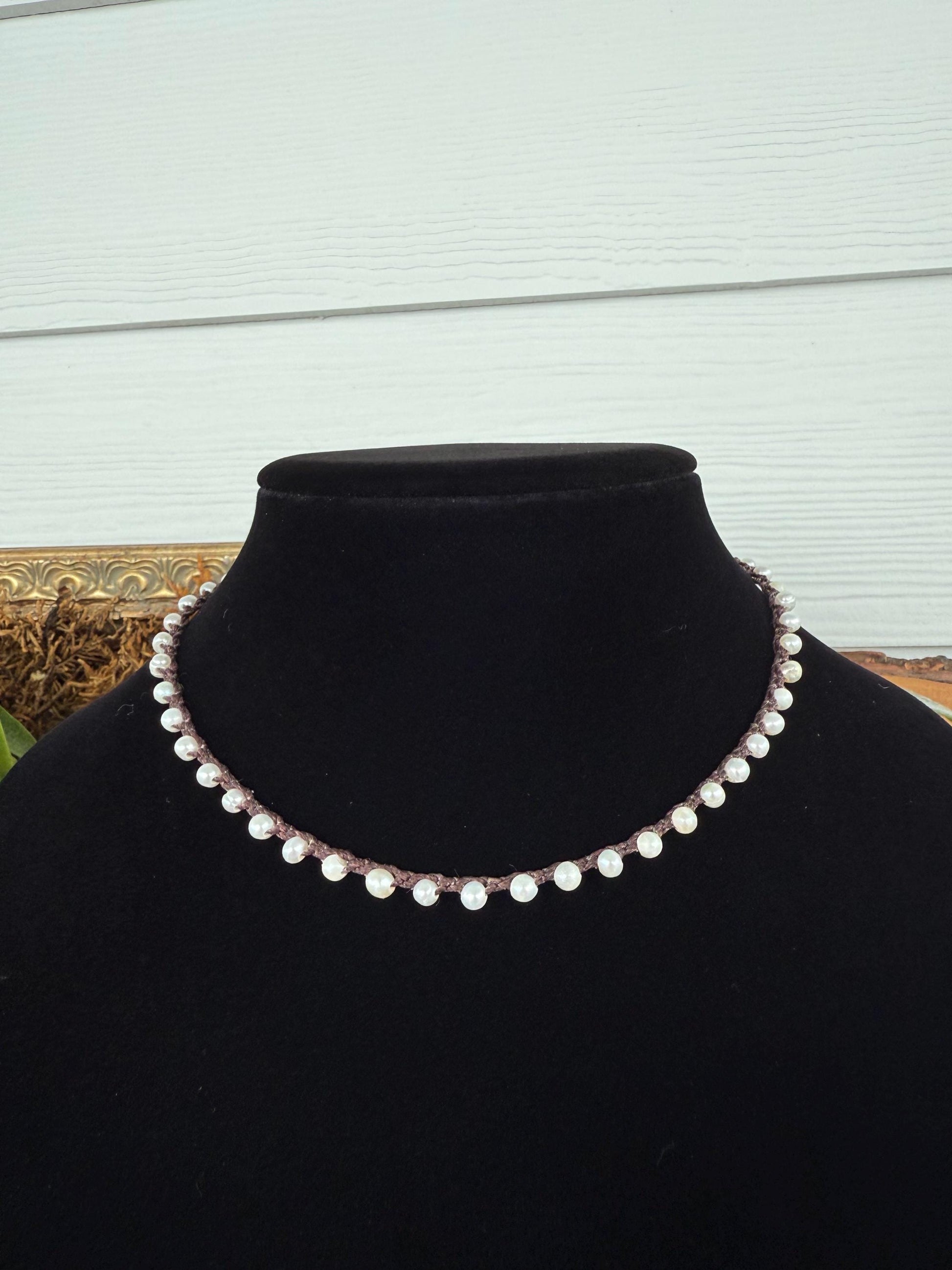 16” string of pearls handmade necklace