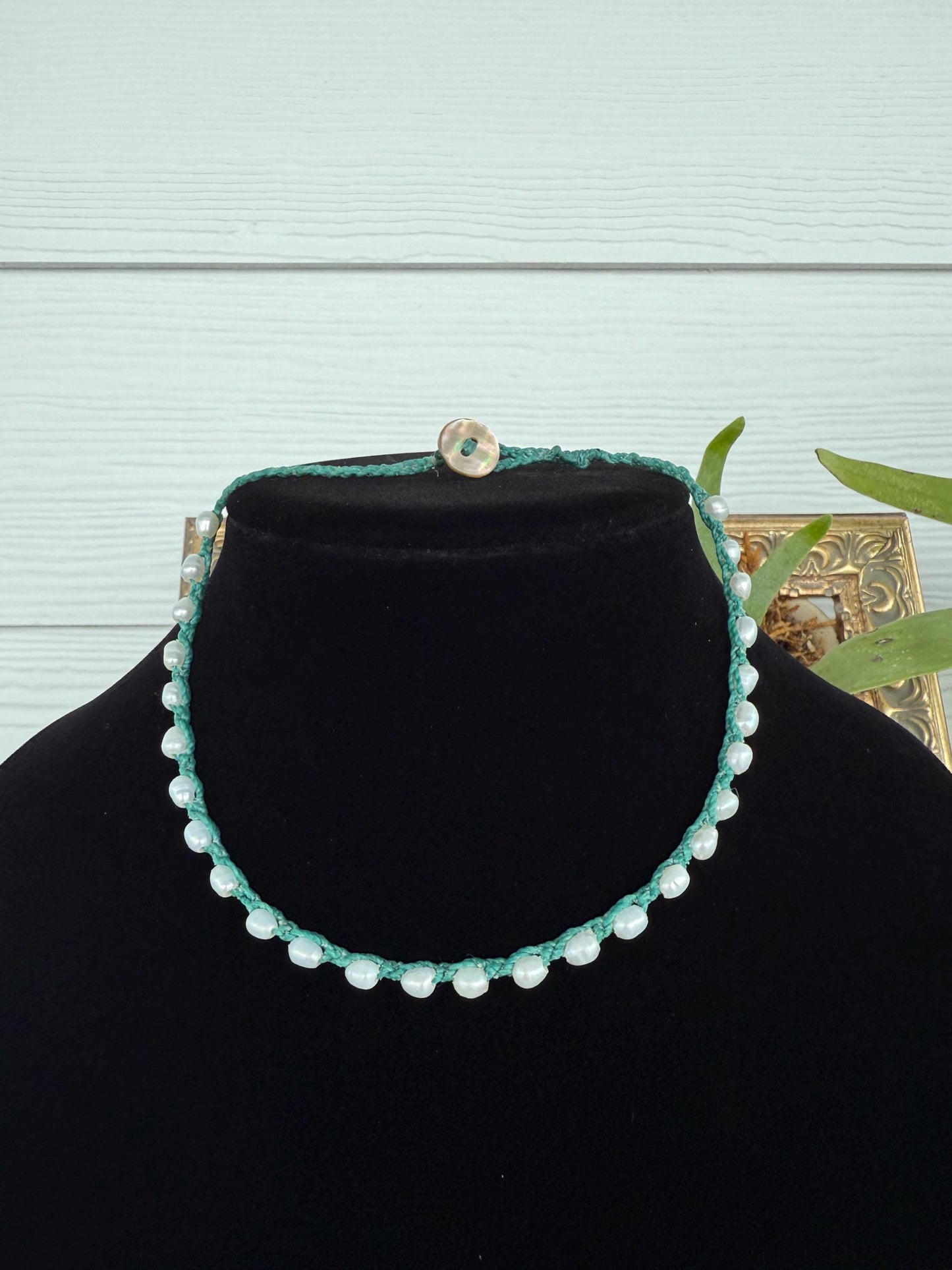 14” string of pearls handmade necklace