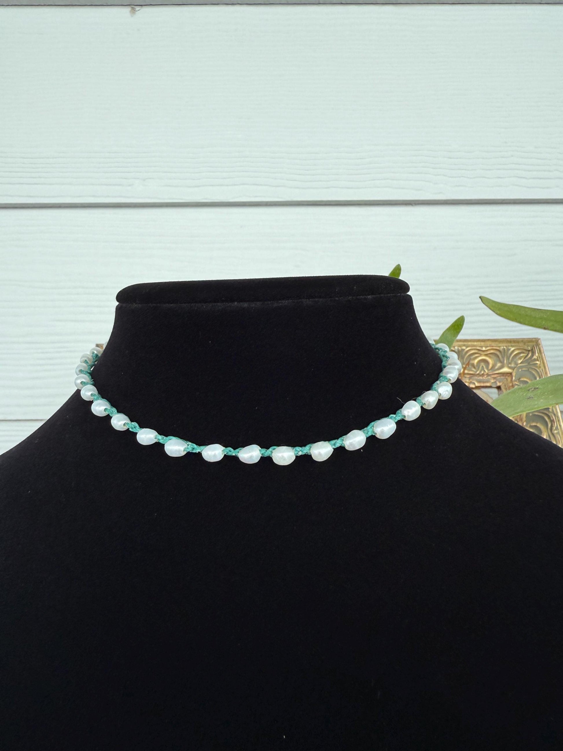 14” string of pearls handmade necklace