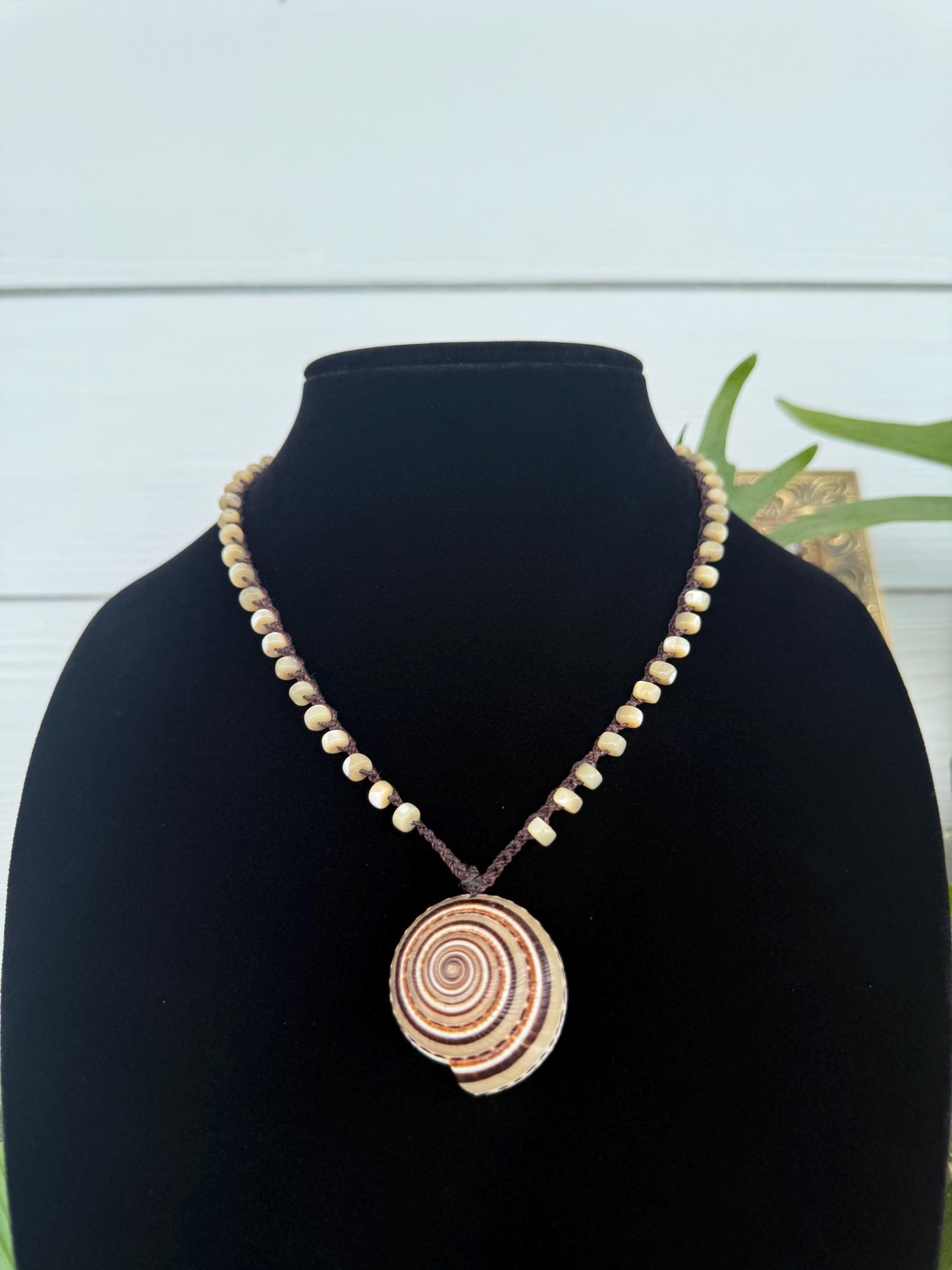 18” mother of pearl handmade necklace/ sundial shell