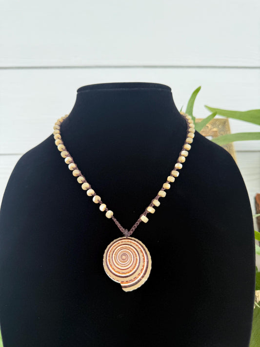 18” mother of pearl handmade necklace/ sundial shell