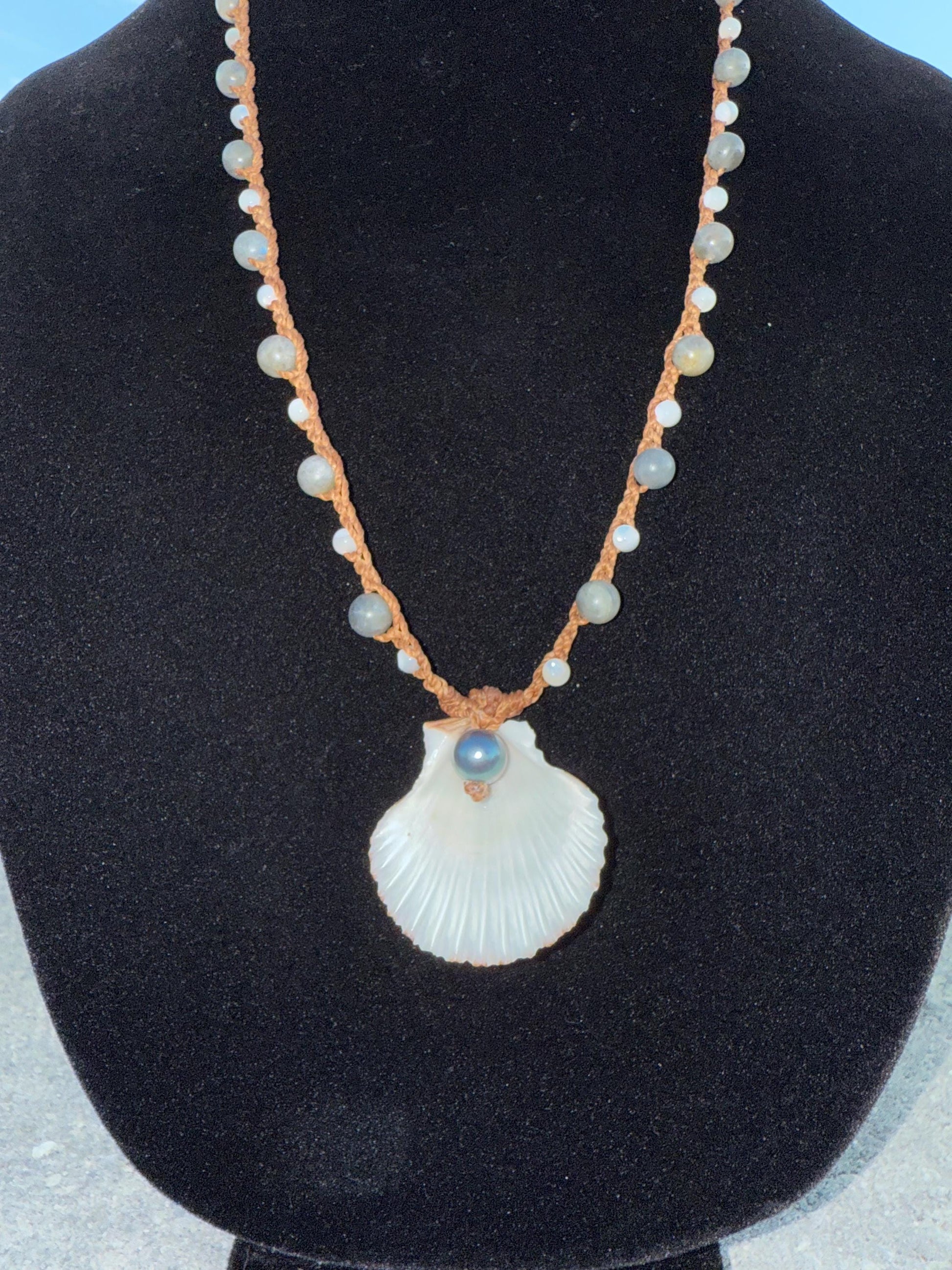 22” scallop shell handmade necklace