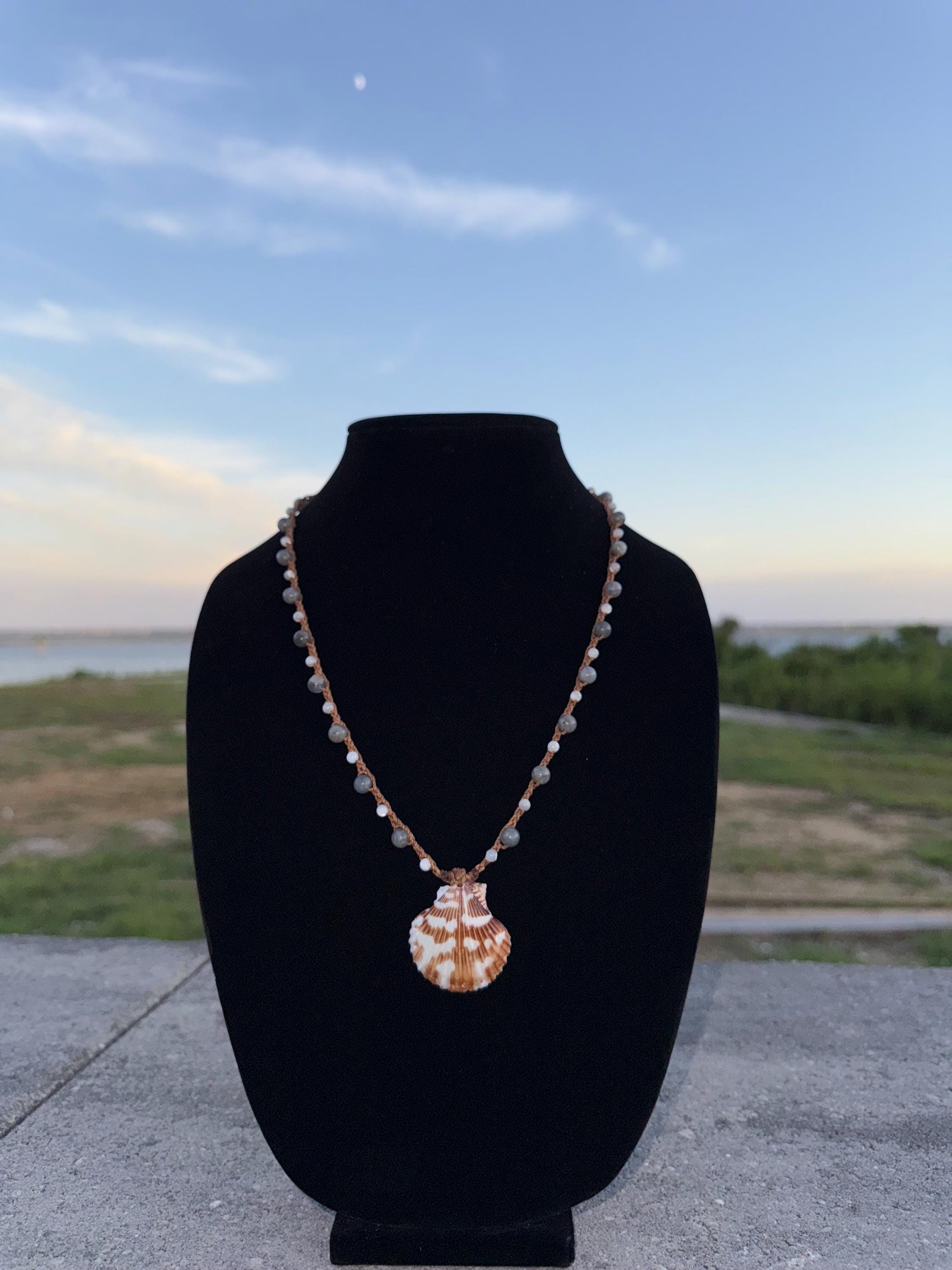 22” scallop shell handmade necklace