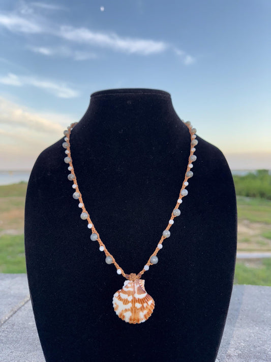 22” scallop shell handmade necklace