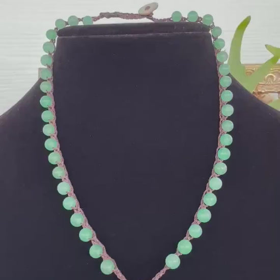 17” aventurine handmade necklace/ serpent head cowrie