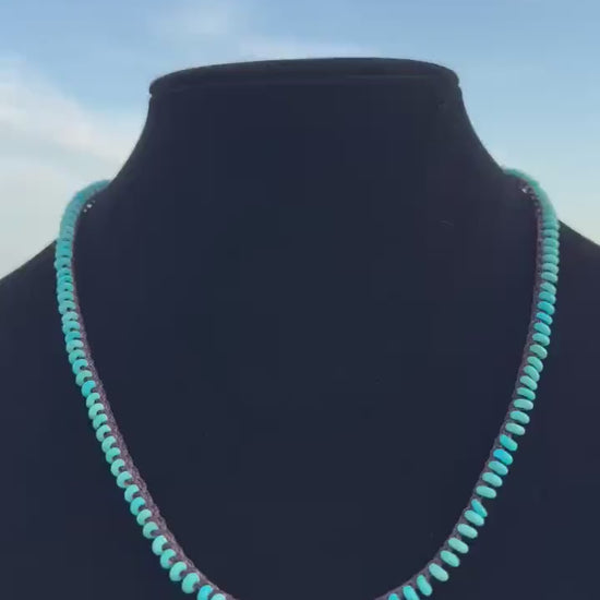 20” natural stone handmade necklace/ pearl center