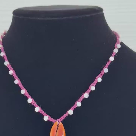 18” mother of pearl handmade necklace/ cowrie shell