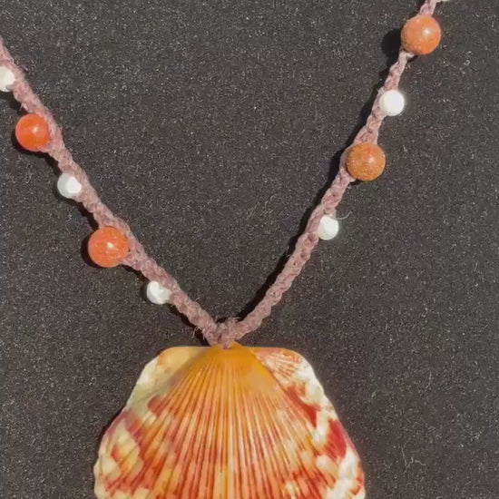 22” scallop shell handmade necklace