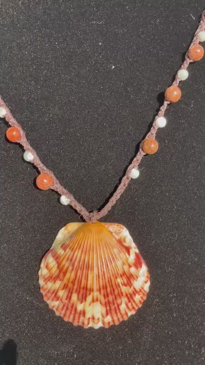 22” scallop shell handmade necklace