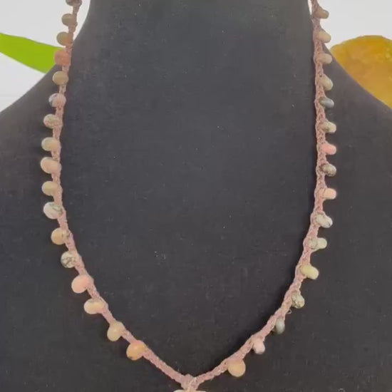 18” jasper handmade necklace/ Atlantic calico scallop shell