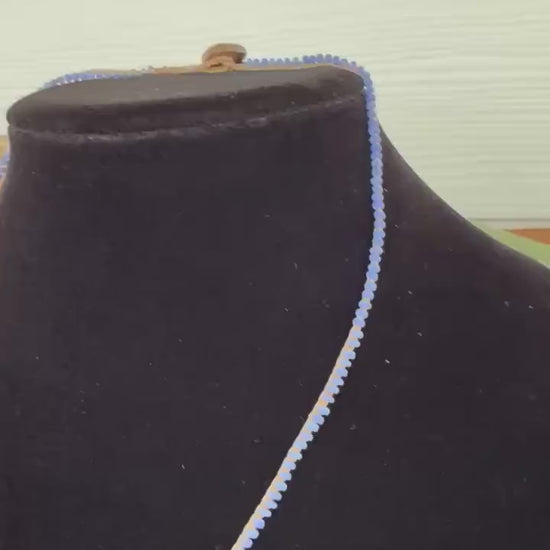 18” petite periwinkle crochet necklace w/ cowrie shell