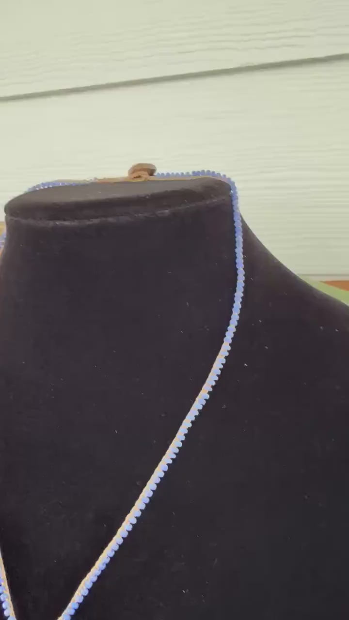 18” petite periwinkle crochet necklace w/ cowrie shell