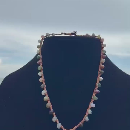 18” fancy jasper handmade necklace/ serpent head cowrie