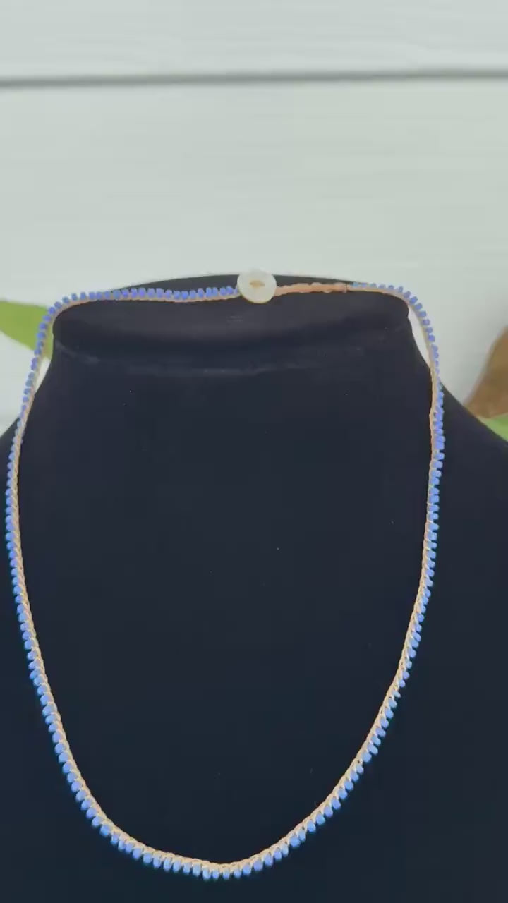 18” petite periwinkle crochet necklace