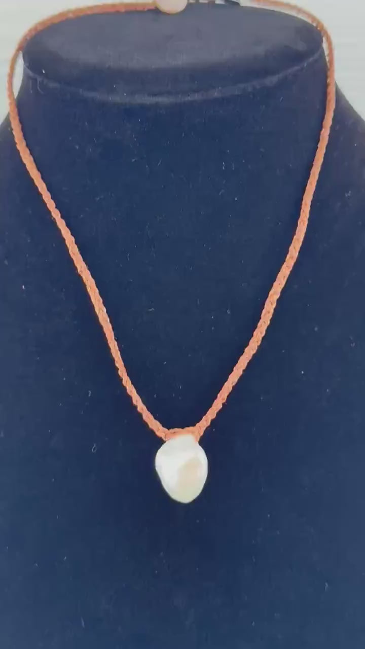 18” oblong natural pearl necklace