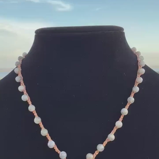 18” labradorite handmade necklace/ Atlantic scallop