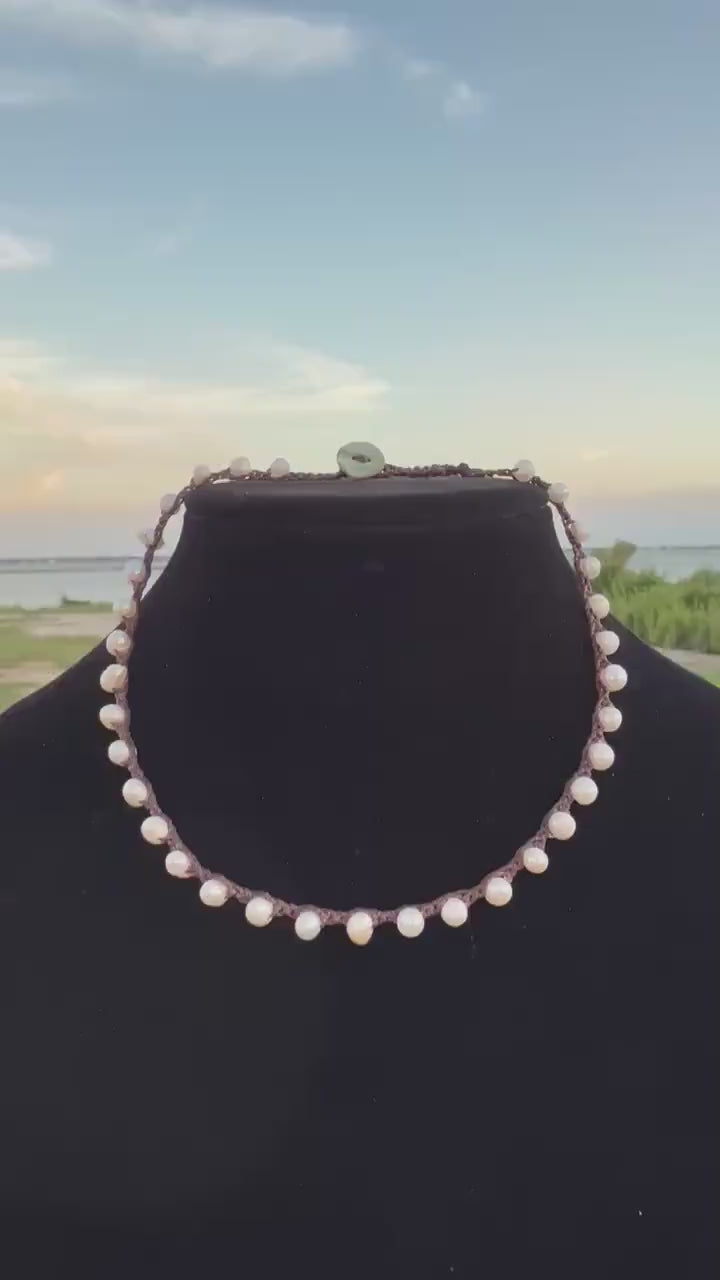 16” string of pearls handmade necklace