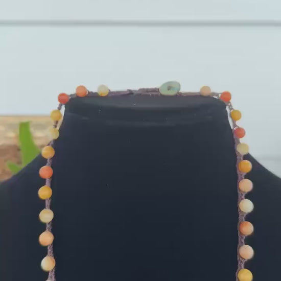 20” imperial jade handmade necklace w/ Atlantic calico scallop