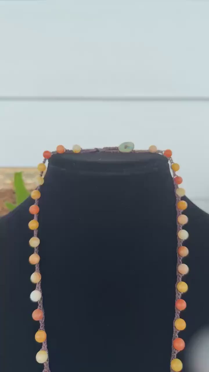 20” imperial jade handmade necklace w/ Atlantic calico scallop