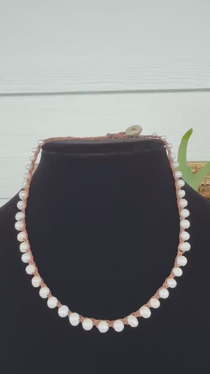 15” string of pearls handmade necklace
