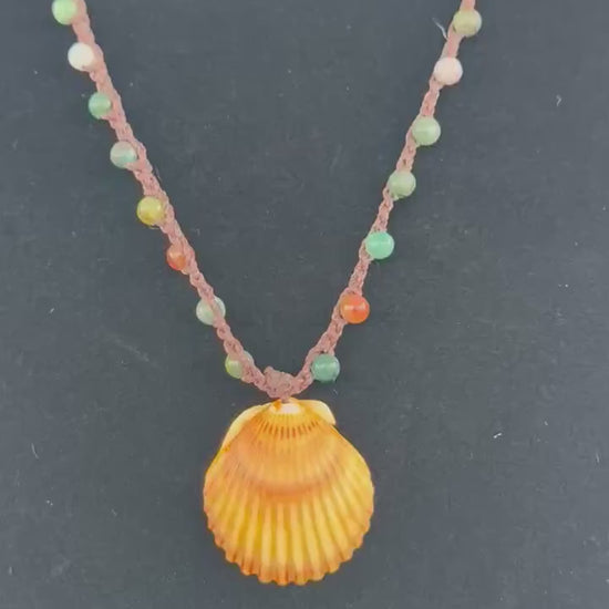22” scallop shell handmade necklace