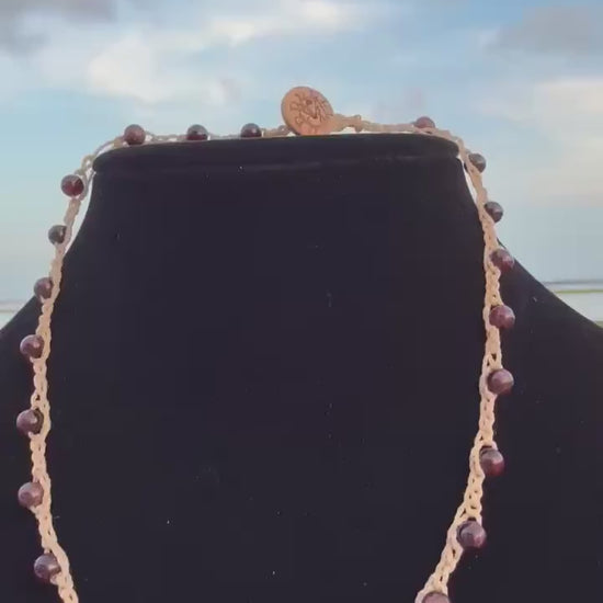 20”  natural garnet stone necklace