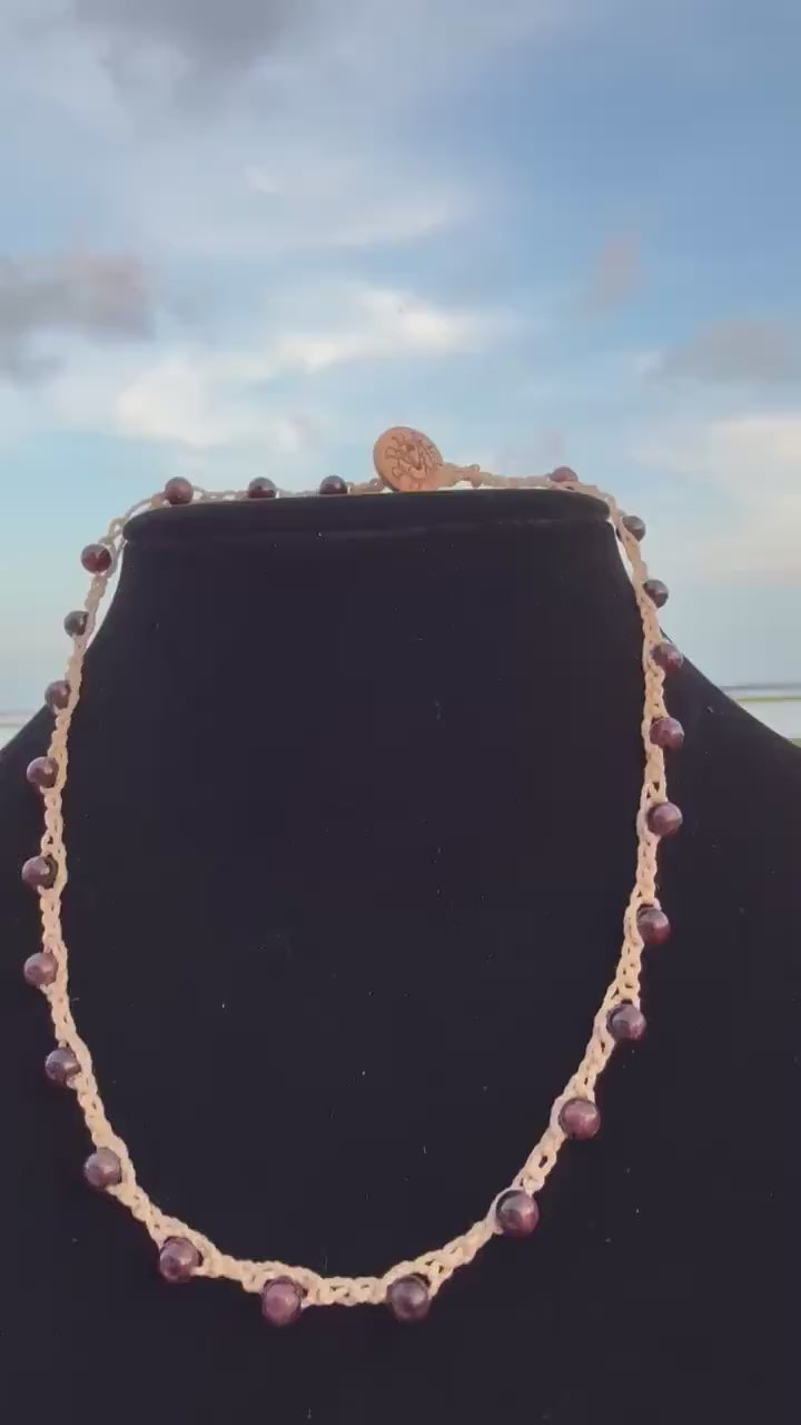 20”  natural garnet stone necklace