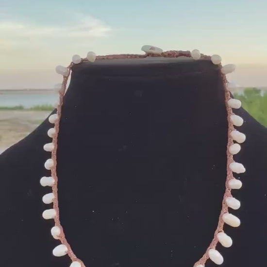 16” string of oblong pearls handmade necklace
